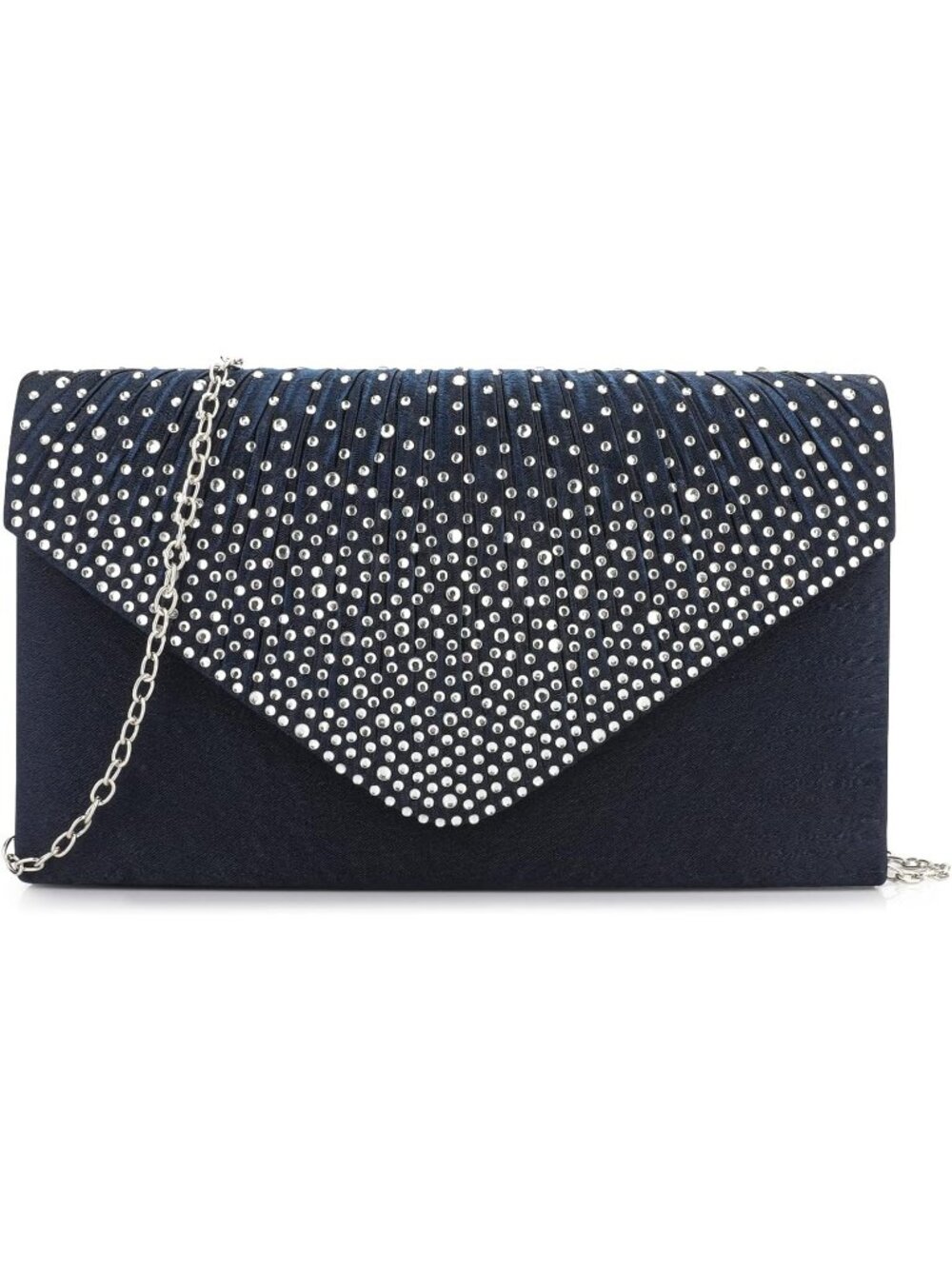 Women's Navy White Rhinestone Clutch Purse For Evening Bag Wedding Handbags